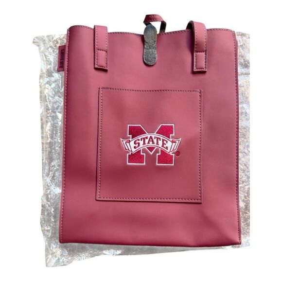NWOT Alan Stuart Burgundy Mississippi State Tote with Embroidered Emblem - Picture 1 of 10